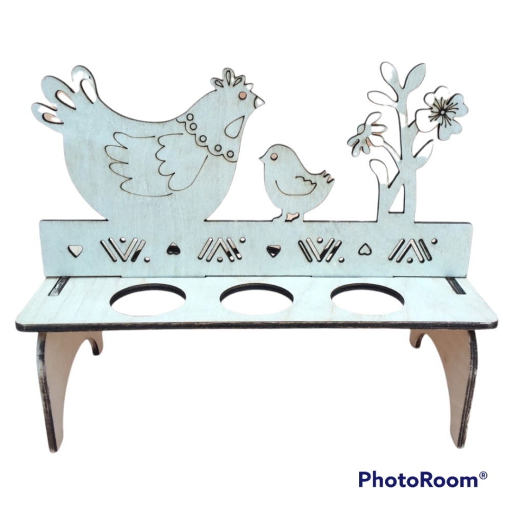 Hen & Chick easter eggs display stand. Wood. DIY paint or decorate. #Farmhouse